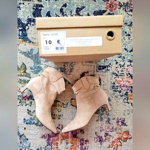 Kitten heel taupe booties